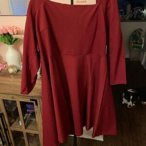 Eloquii Red A-Line Dress with 3/4 Sleeves
